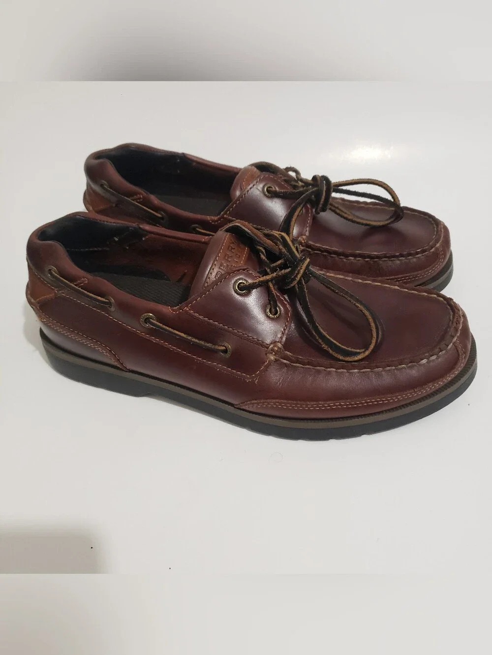 Sperry Top-Sider Lanyard 2-Eye Boat Shoes Brown Leather Men’s 11M 0578633 Kept..